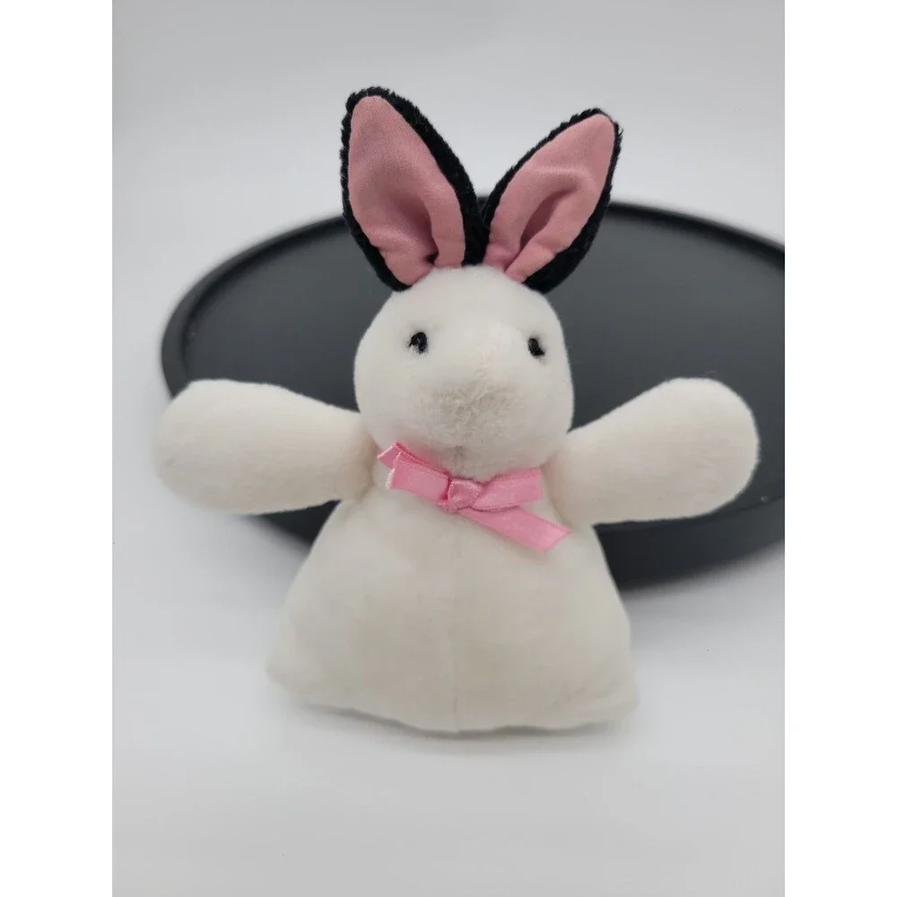 Vintage 1990 Hallmark Rabbit Bunny White w/ Black and Pink Ears Mini 6